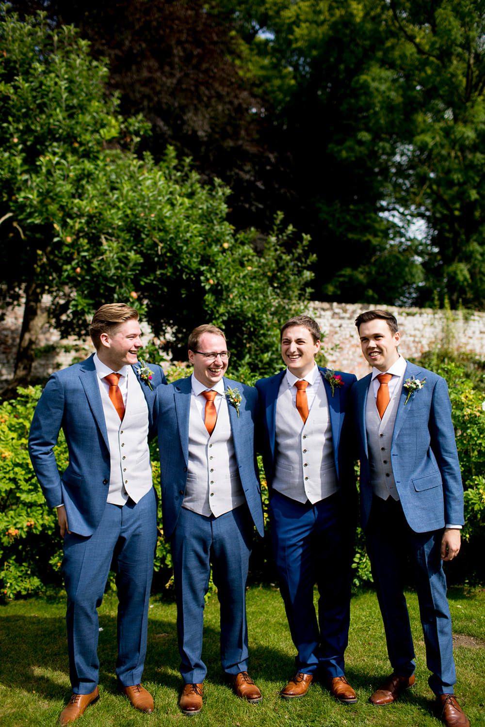 Groom Suit Navy Orange Tie Groomsmen Pythouse Kitchen Garden Wedding Jessica Hayman Photography
