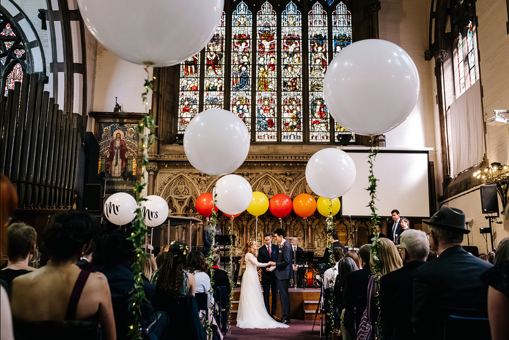 Balloon Ceremony Aisle Pew End Church Royal Hospital Chelsea Wedding Kristian Leven Photography