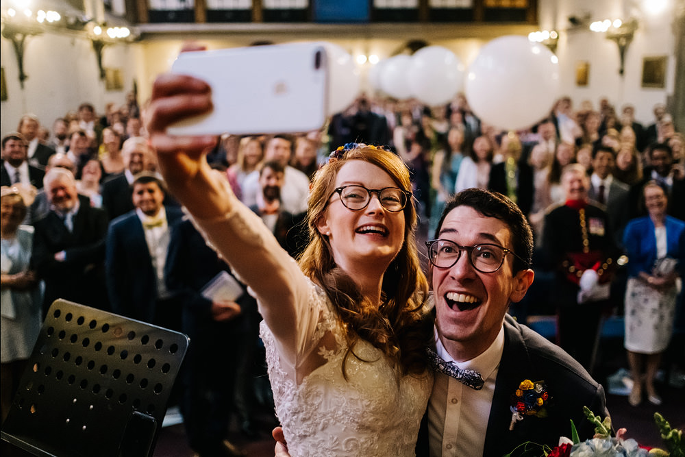 Selfie Bride Groom Royal Hospital Chelsea Wedding Kristian Leven Photography