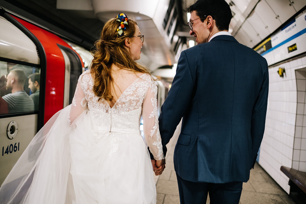 Underground Tube London Transport Royal Hospital Chelsea Wedding Kristian Leven Photography