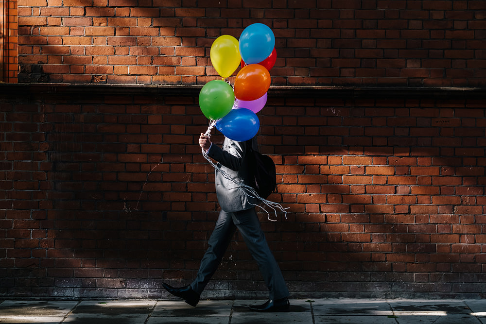 Bride Groom Balloons Royal Hospital Chelsea Wedding Kristian Leven Photography