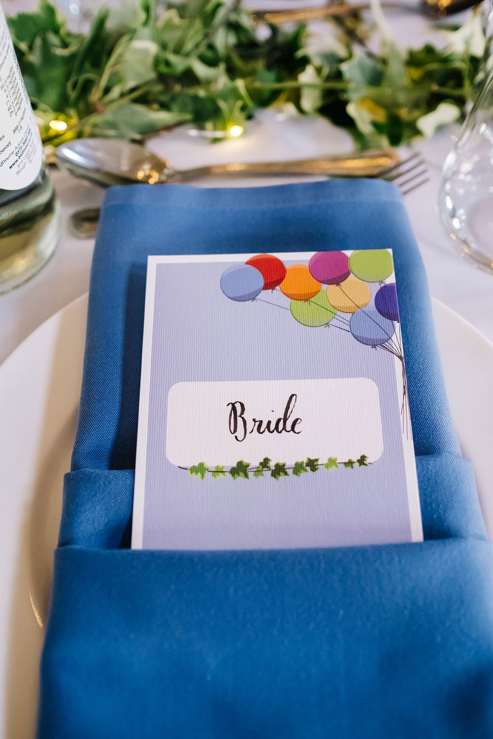 Balloons Place Name Card Place Setting Royal Hospital Chelsea Wedding Kristian Leven Photography