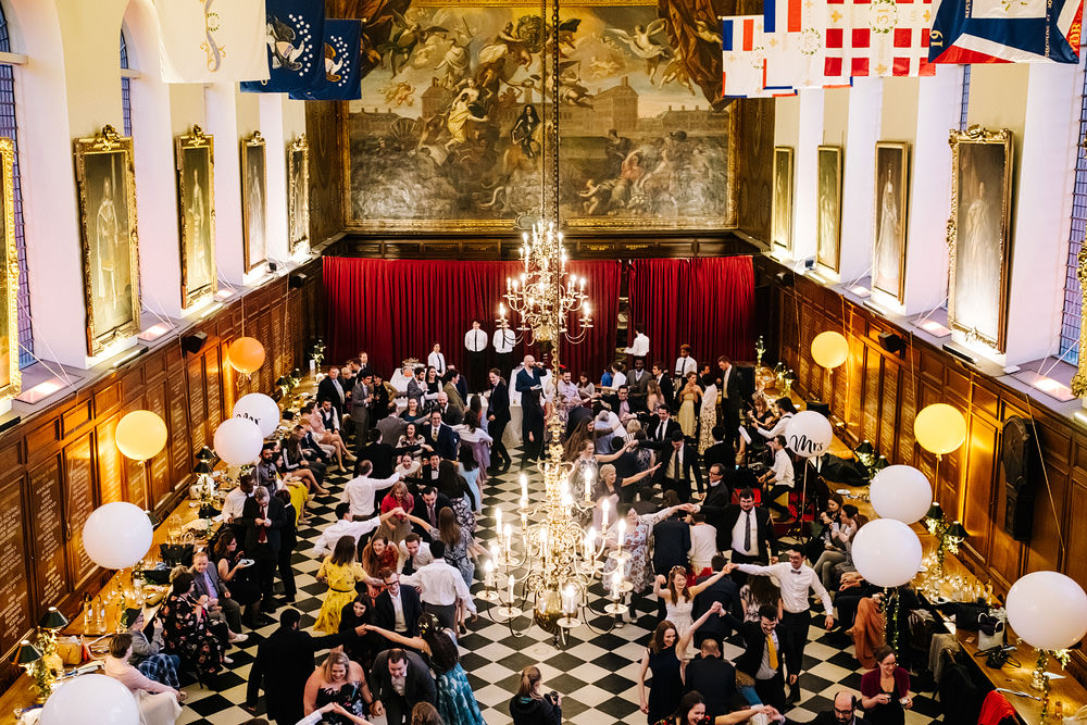 Long Tables Greenery Runner Helium Balloons Royal Hospital Chelsea Wedding Kristian Leven Photography