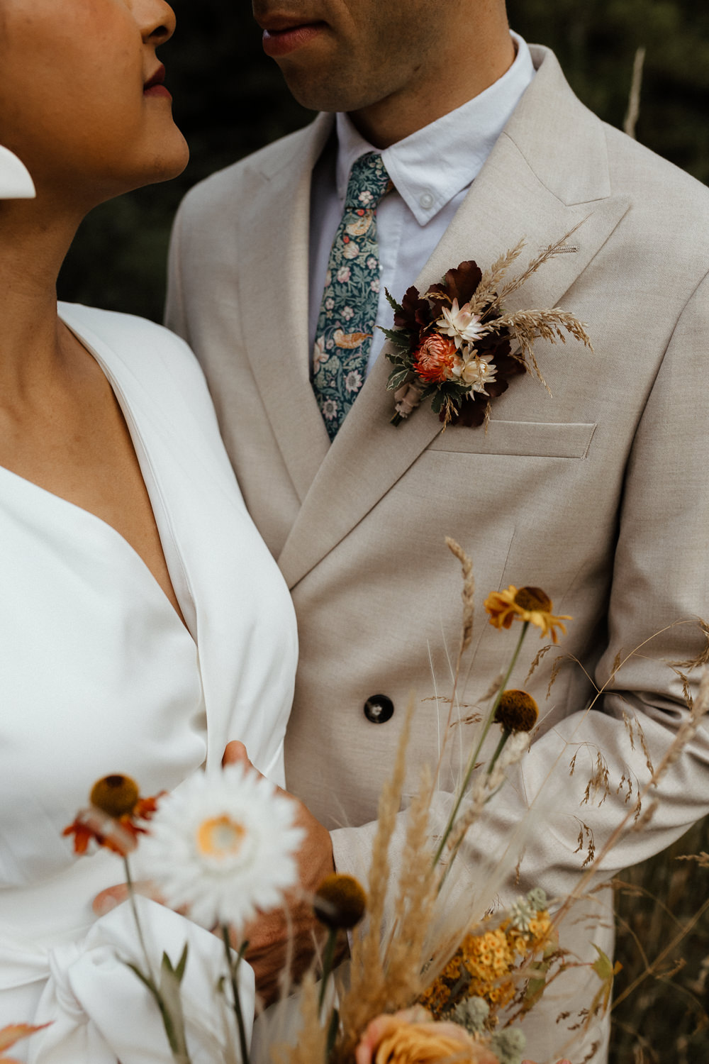 Groom Suit Double Breasted Buttonhole Flowers Small Wedding Ideas UK Caitlin and Jones