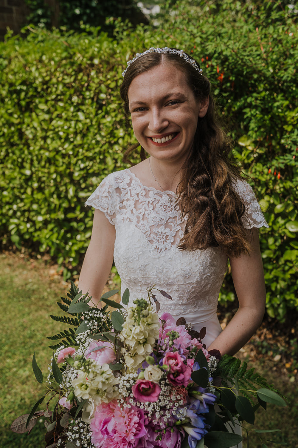 Dress Gown Bride Bridal Lace Cap Sleeves Wed2B Socially Distanced Wedding Tiffany Gage Photography