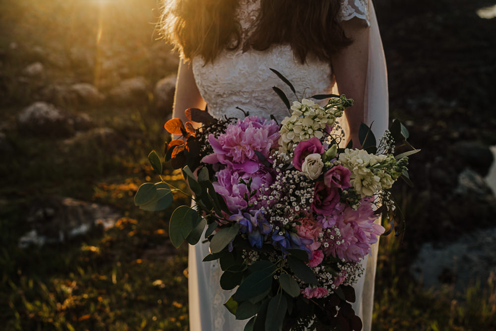 Bouquet Flowers Bride Bridal Pink Peony Rose Socially Distanced Wedding Tiffany Gage Photography