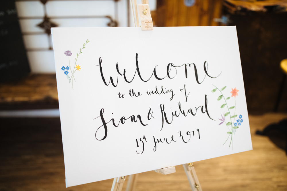 Sign Signs Signage Painted Two Woods Estate Wedding Laura Debourde Photography