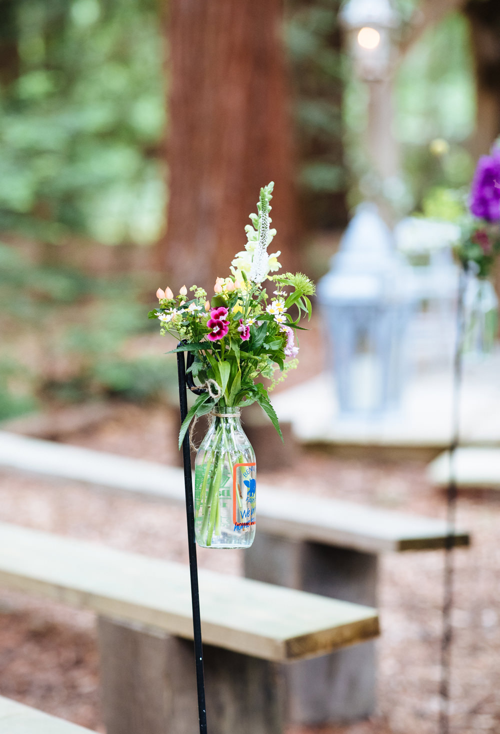 Shepherd Crook Flowers Bottle Aisle Ceremony Two Woods Estate Wedding Laura Debourde Photography