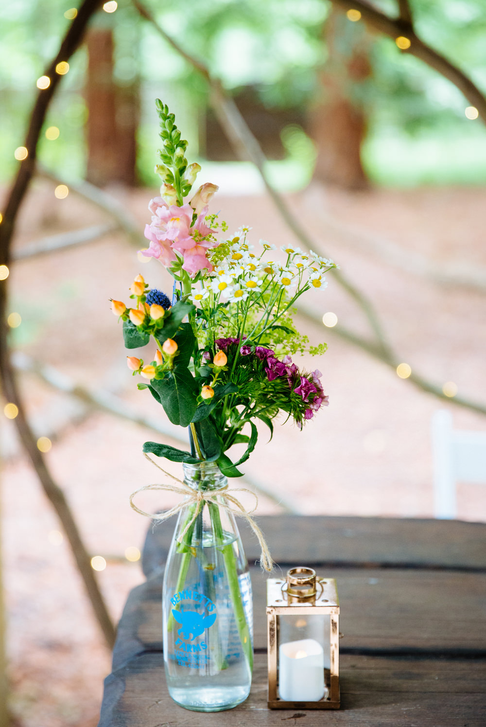 Bottle Flowers Decor Two Woods Estate Wedding Laura Debourde Photography