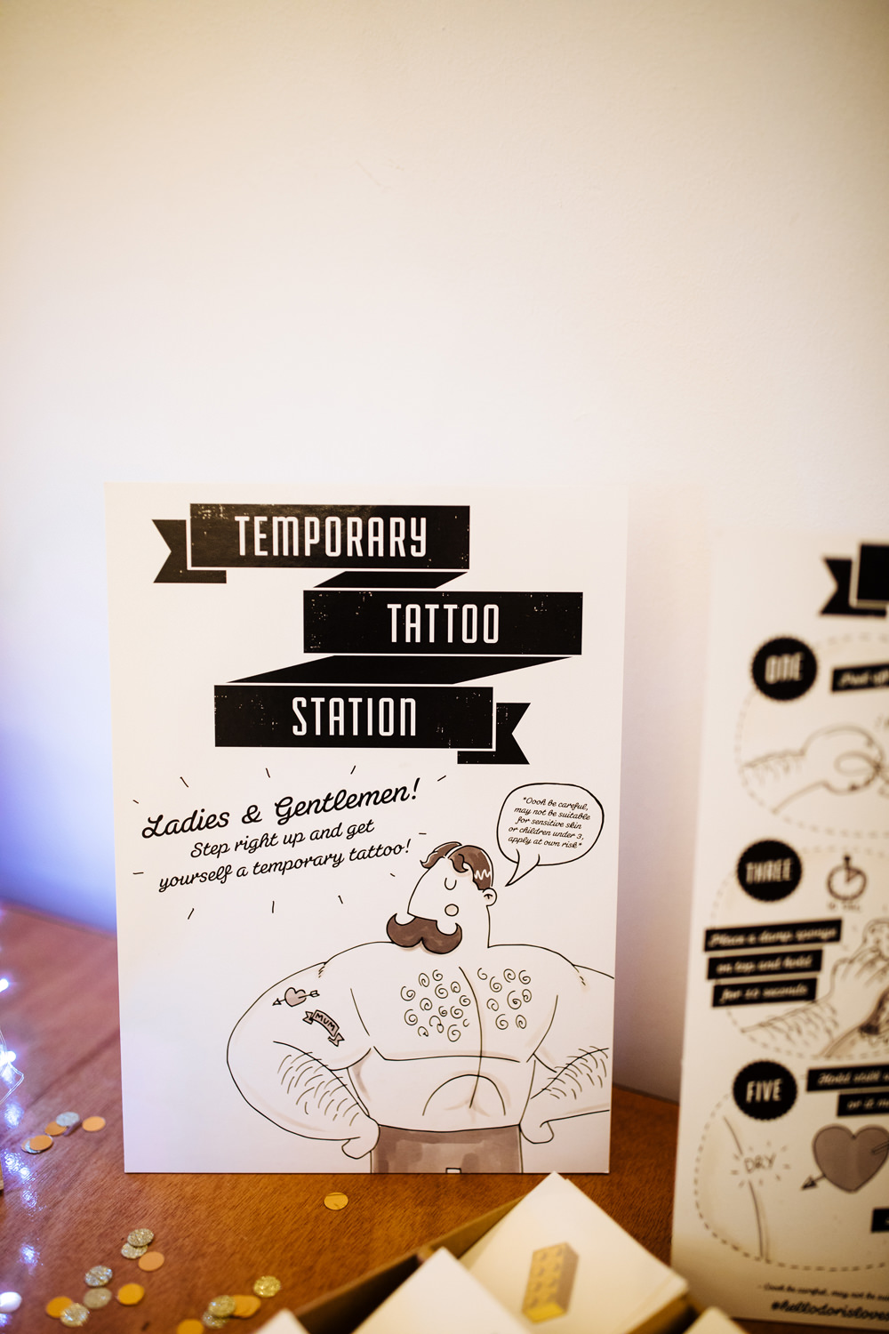 Temporary Tattoo Station Two Woods Estate Wedding Laura Debourde Photography