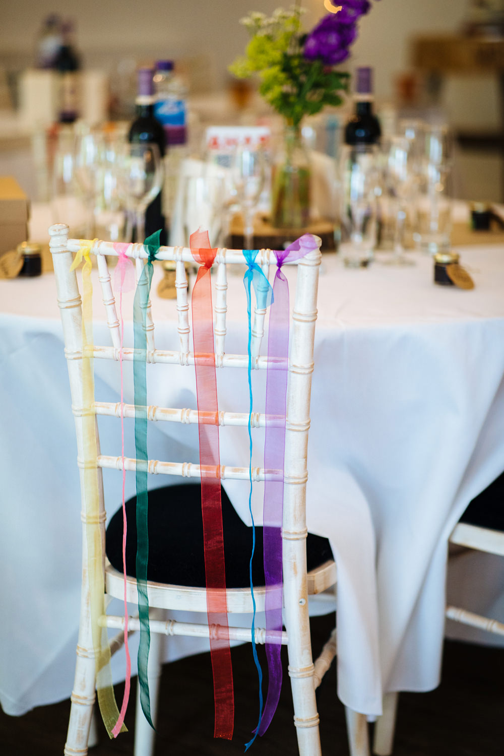 Ribbon Chairs Rainbow Two Woods Estate Wedding Laura Debourde Photography