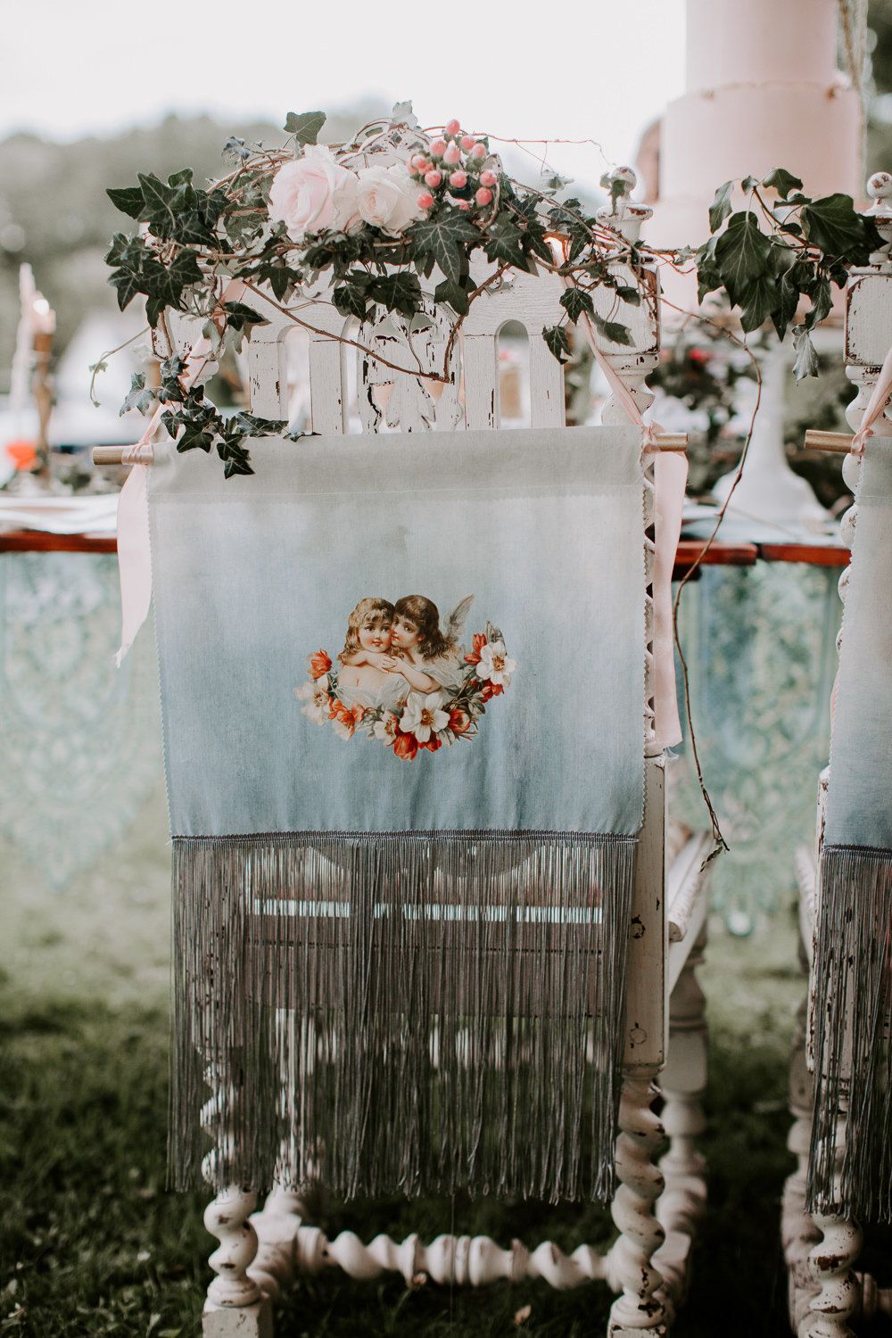 Chair Banner Sign Cherub Whimsical Wedding Ideas Charlotte Lucy Photography