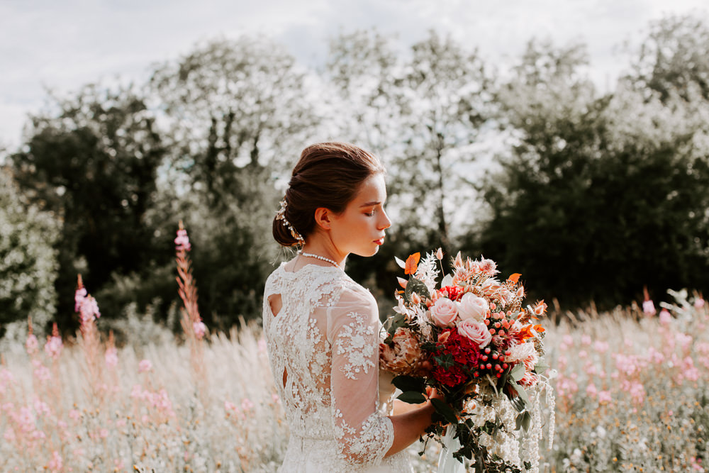Bride Bridal Dress Gown SH Brides Lace Sleeves Whimsical Wedding Ideas Charlotte Lucy Photography