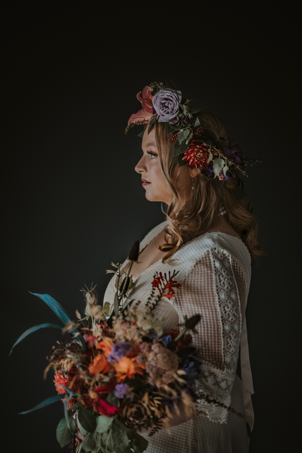 Bouquet Flowers Bride Bridal Orange Grass Foliage Art Wedding Ideas Tom Halliday Photography
