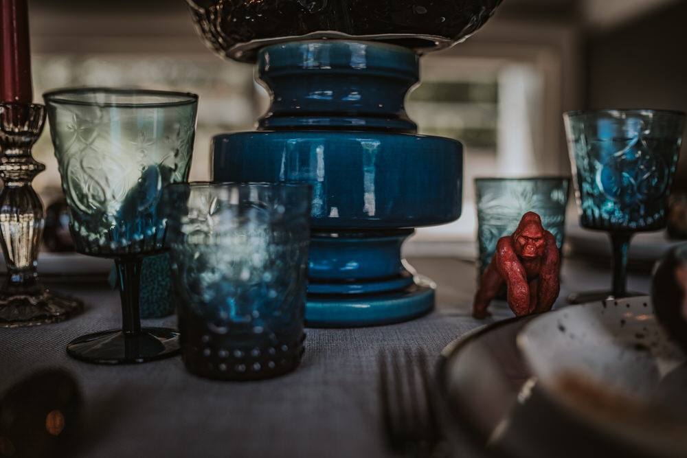 Blue Tableware Glass Art Wedding Ideas Tom Halliday Photography