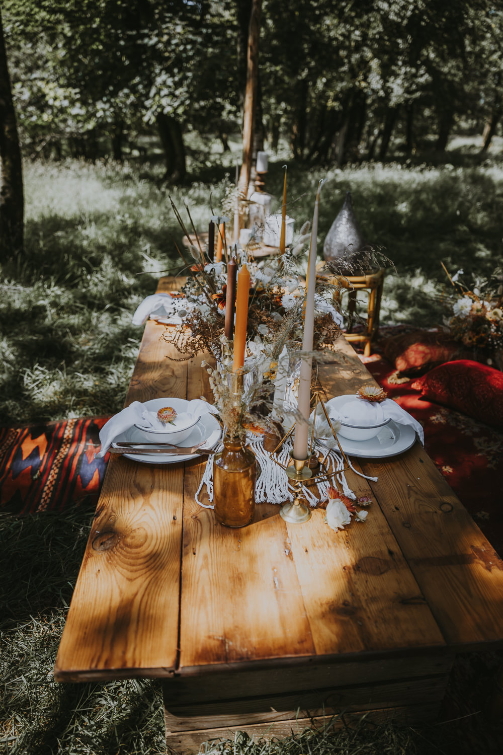 Table Tablescape Decor Macrame Candles Terrarium Flowers Bell Tent Wedding Ideas Gem Hicks Photography