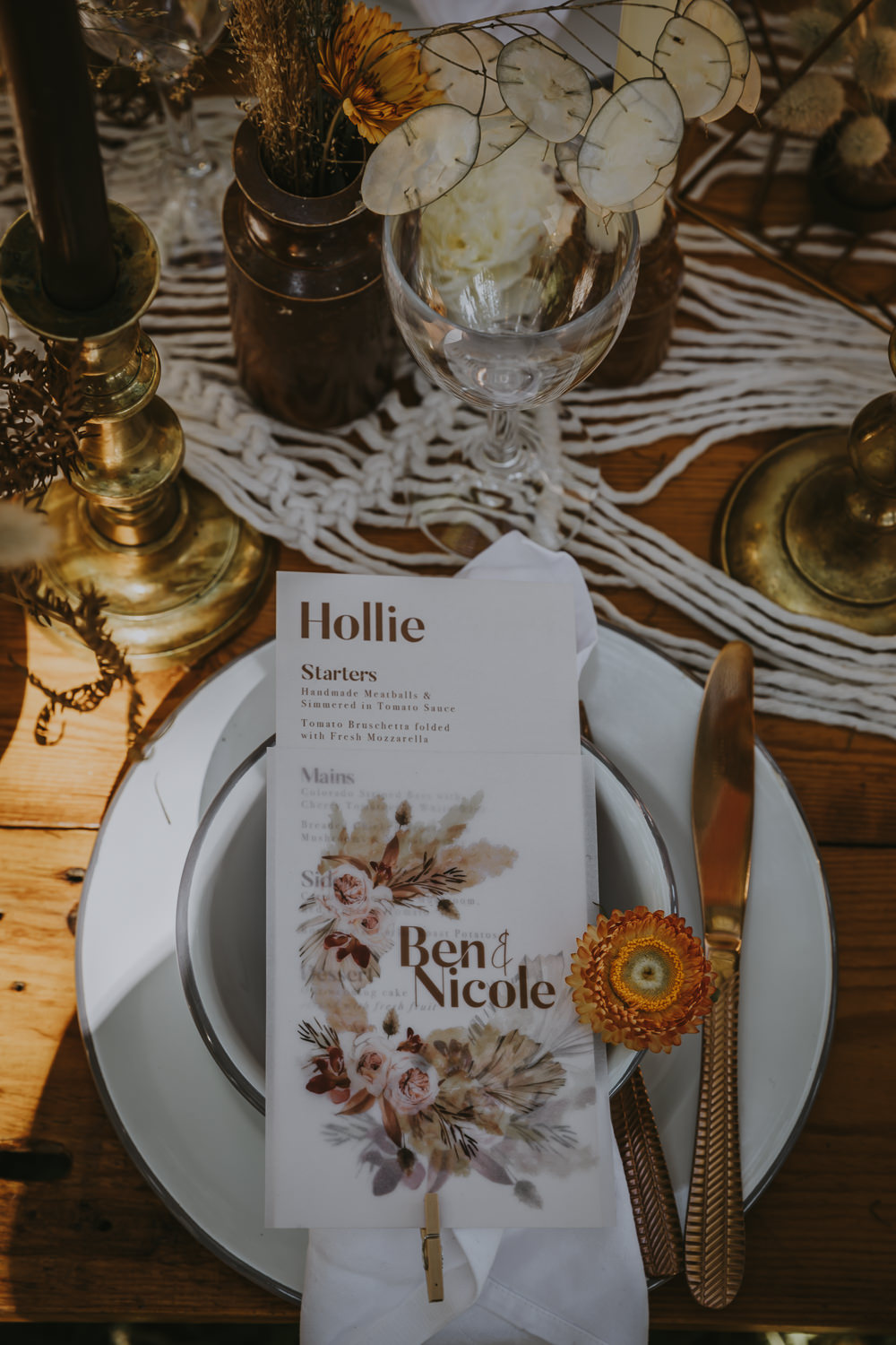 Place Setting Menu Flower Bell Tent Wedding Ideas Gem Hicks Photography