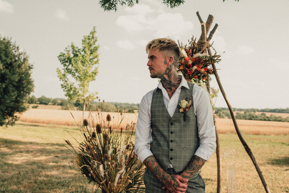 Groom Suit Grey Waistcoat Boho Wedding Ideas Roshni Photography