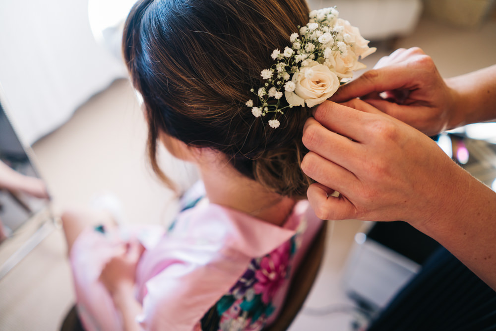 Bride Bridal Hair Flowers Castle View Wedding Sally T Photography