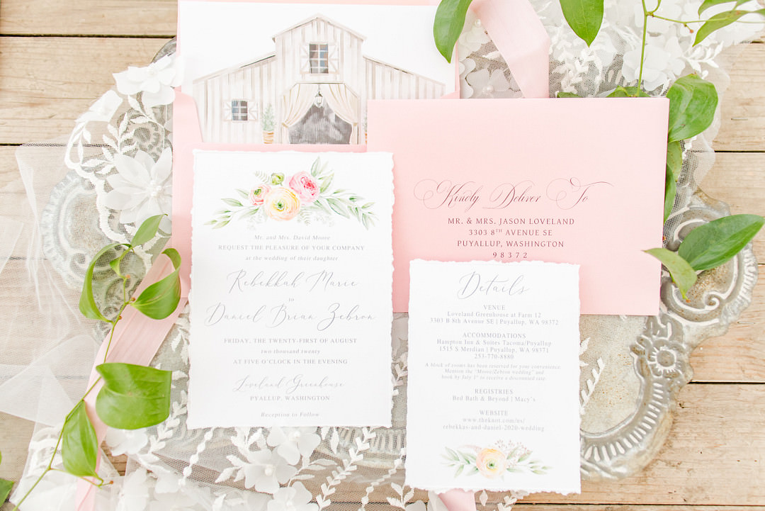 Stationery Invite Invitation Floral Citrus Wedding Ideas Pearls & Pines Photography