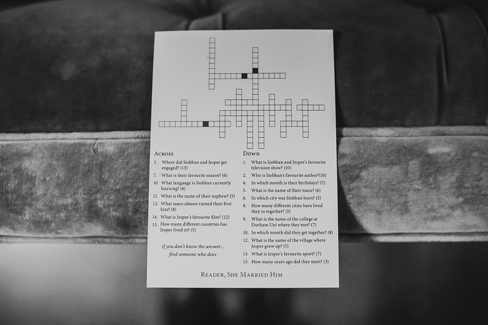 Crossword Quiz Game Coombe Lodge Wedding Holly Collings Photography