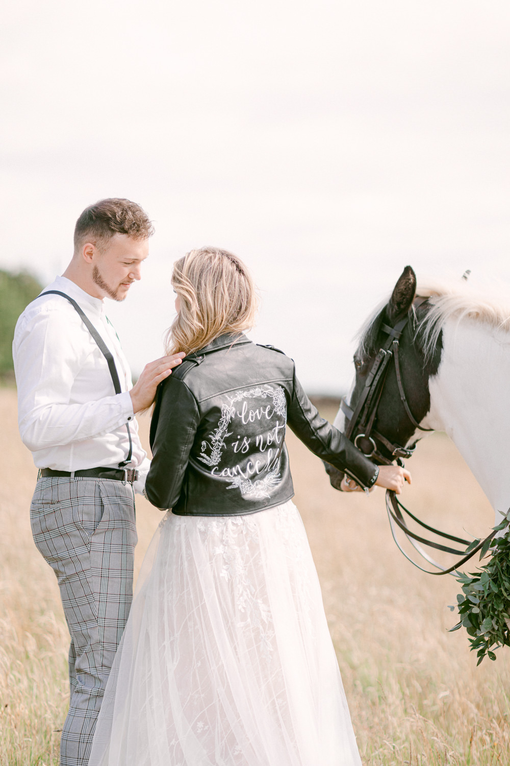Leather Jacket Painted Bride Bridal Family Elopement Ideas Sophie May Photo