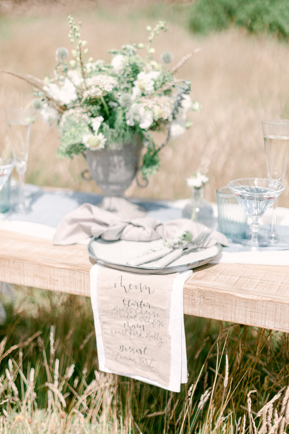 Linen Menu Calligrphy Family Elopement Ideas Sophie May Photo