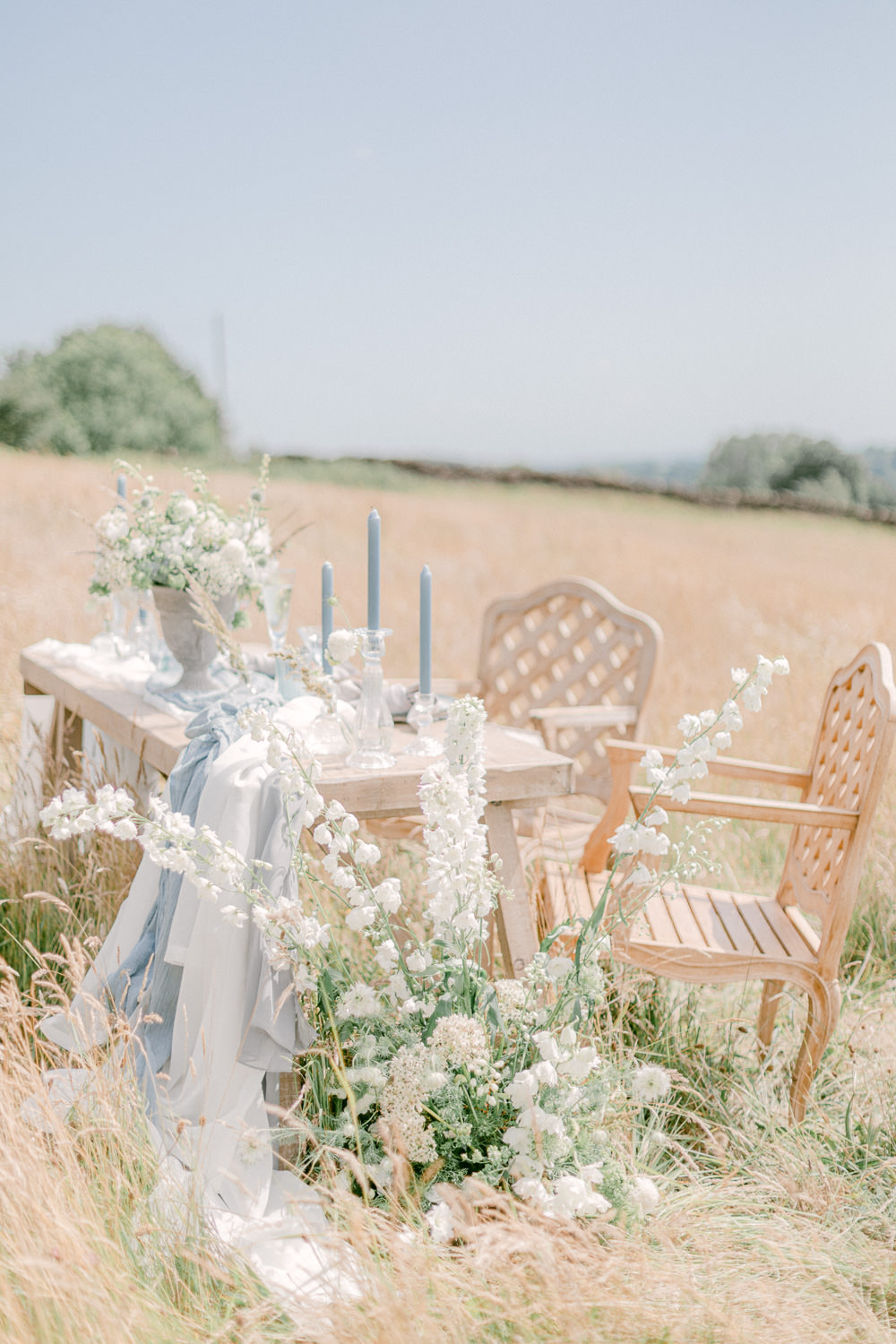 Table Tablescape Decor Flowers Candles Blue Family Elopement Ideas Sophie May Photo
