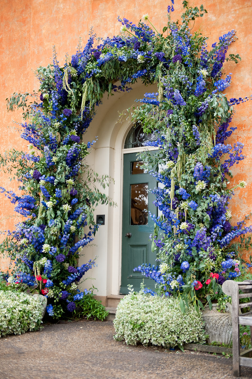 Flower Arch Archway Doorway Arrangement Delphinium Floral Wedding Rachael Connerton Photography