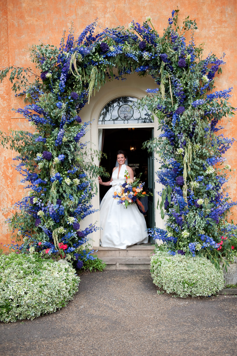 Flower Arch Archway Doorway Arrangement Delphinium Floral Wedding Rachael Connerton Photography