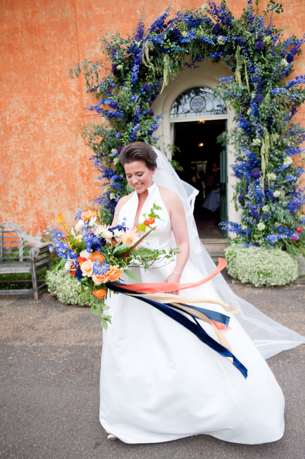 Dress Gown Bride Bridal Jesus Peiro Bow Halterneck Floral Wedding Rachael Connerton Photography