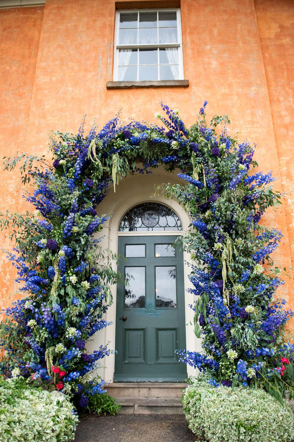 Flower Arch Archway Doorway Arrangement Delphinium Floral Wedding Rachael Connerton Photography