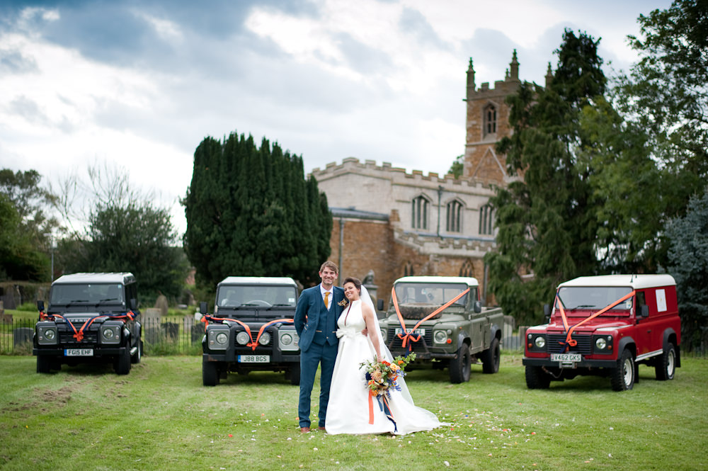Car Transport Land Rover Defenders Floral Wedding Rachael Connerton Photography