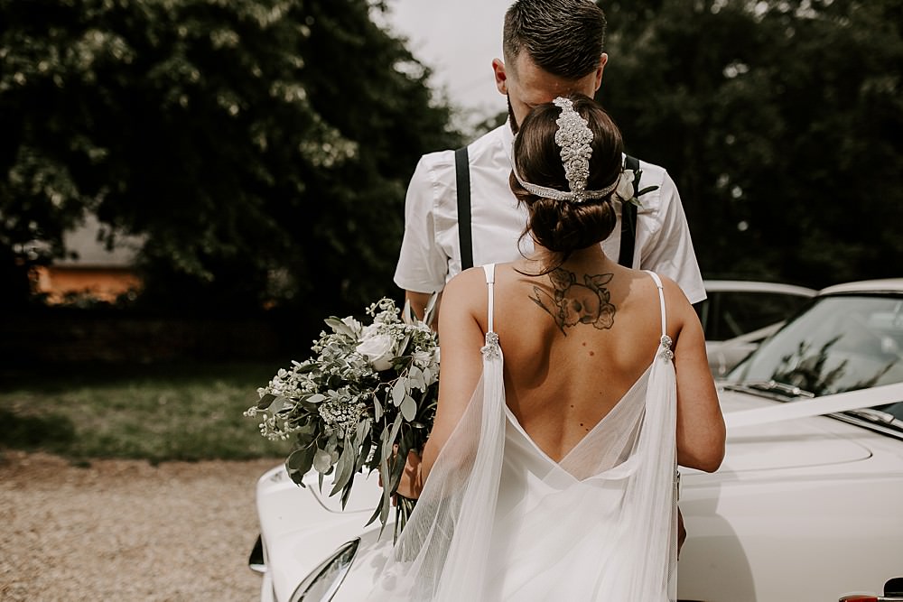 Dress Gown Bride Bridal Charlie Brear Cape Veil Glevering Hall Wedding Sharon Cudworth Photography