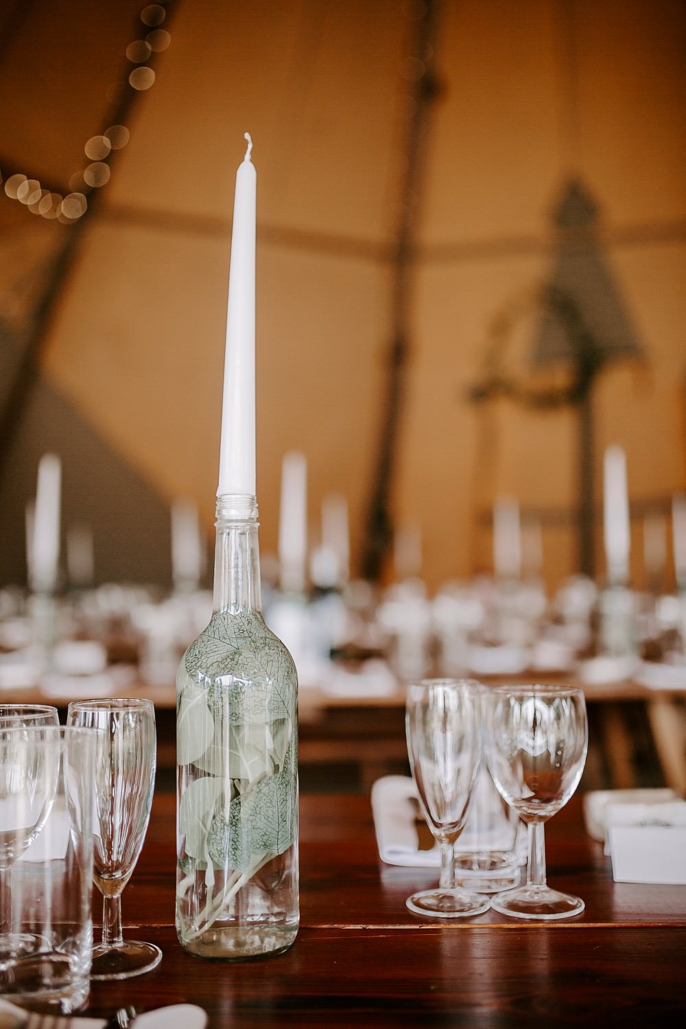 Bottle Candle Greenery Glevering Hall Wedding Sharon Cudworth Photography