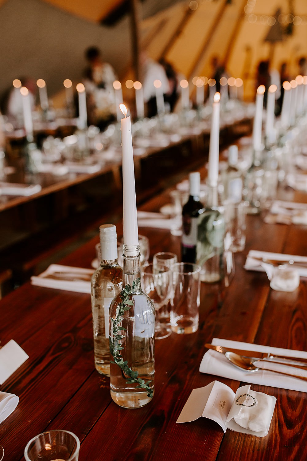 Bottle Candle Greenery Glevering Hall Wedding Sharon Cudworth Photography