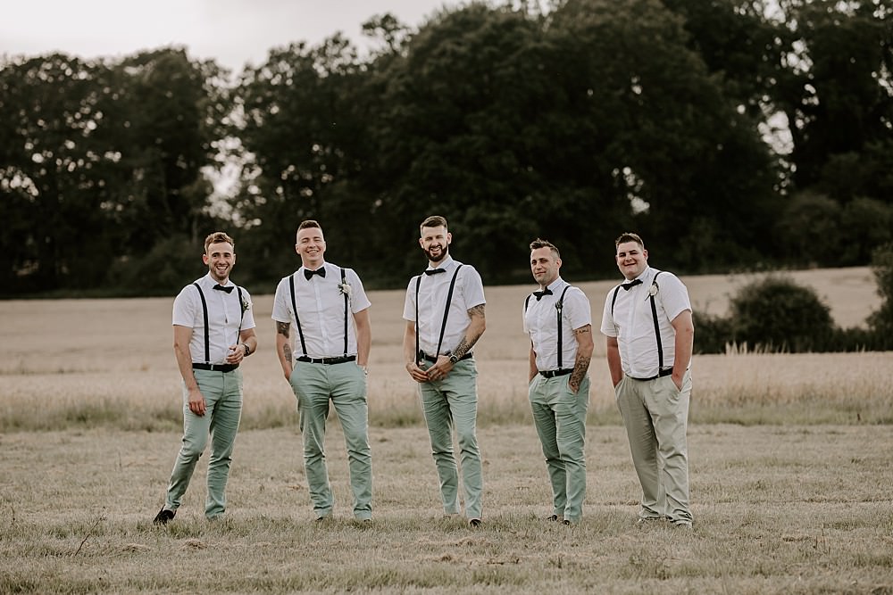 Groom Suit Bow Tie Braces Groomsmen Glevering Hall Wedding Sharon Cudworth Photography