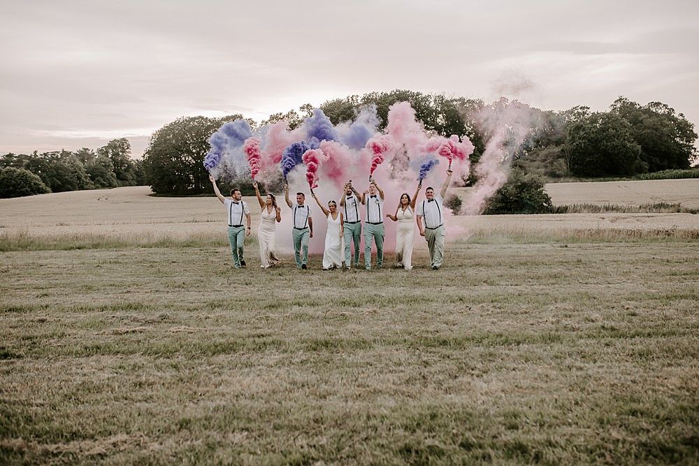 Glevering Hall Wedding Sharon Cudworth Photography Smoke Bomb