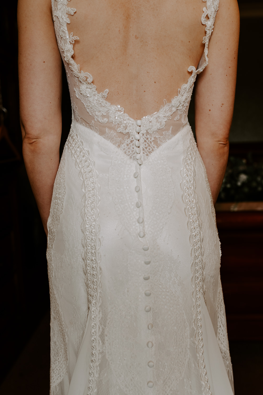 Dress Gown Bride Bridal Long Sleeve Low Back Hazel Gap Barn Wedding The Light Painters