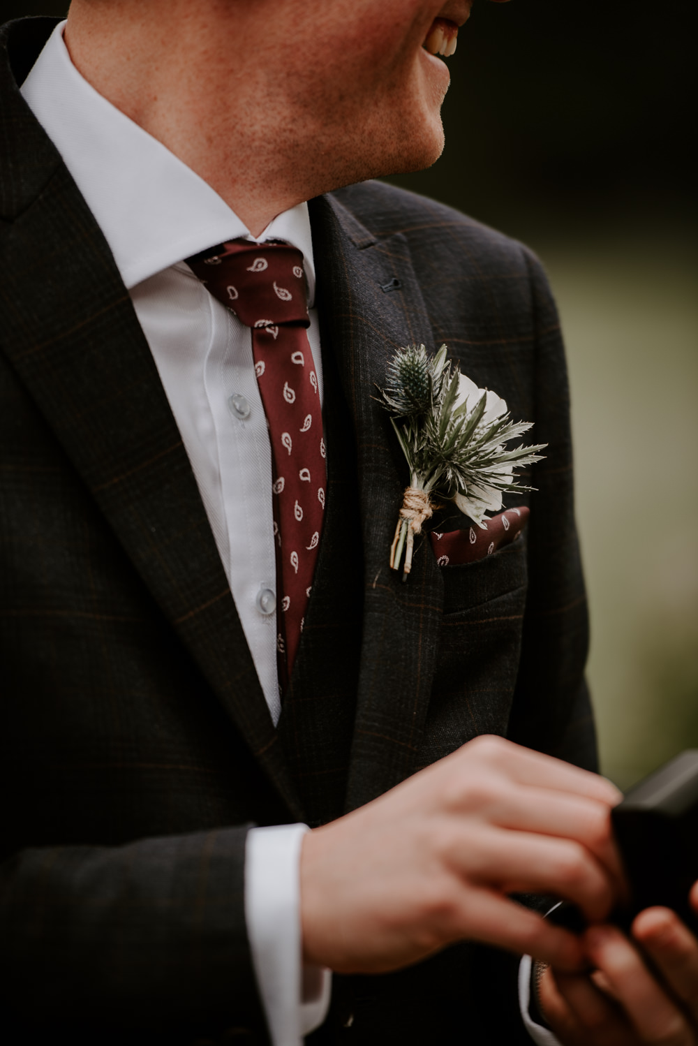 Groom Suit Black Red Tie Buttonhole Hazel Gap Barn Wedding The Light Painters