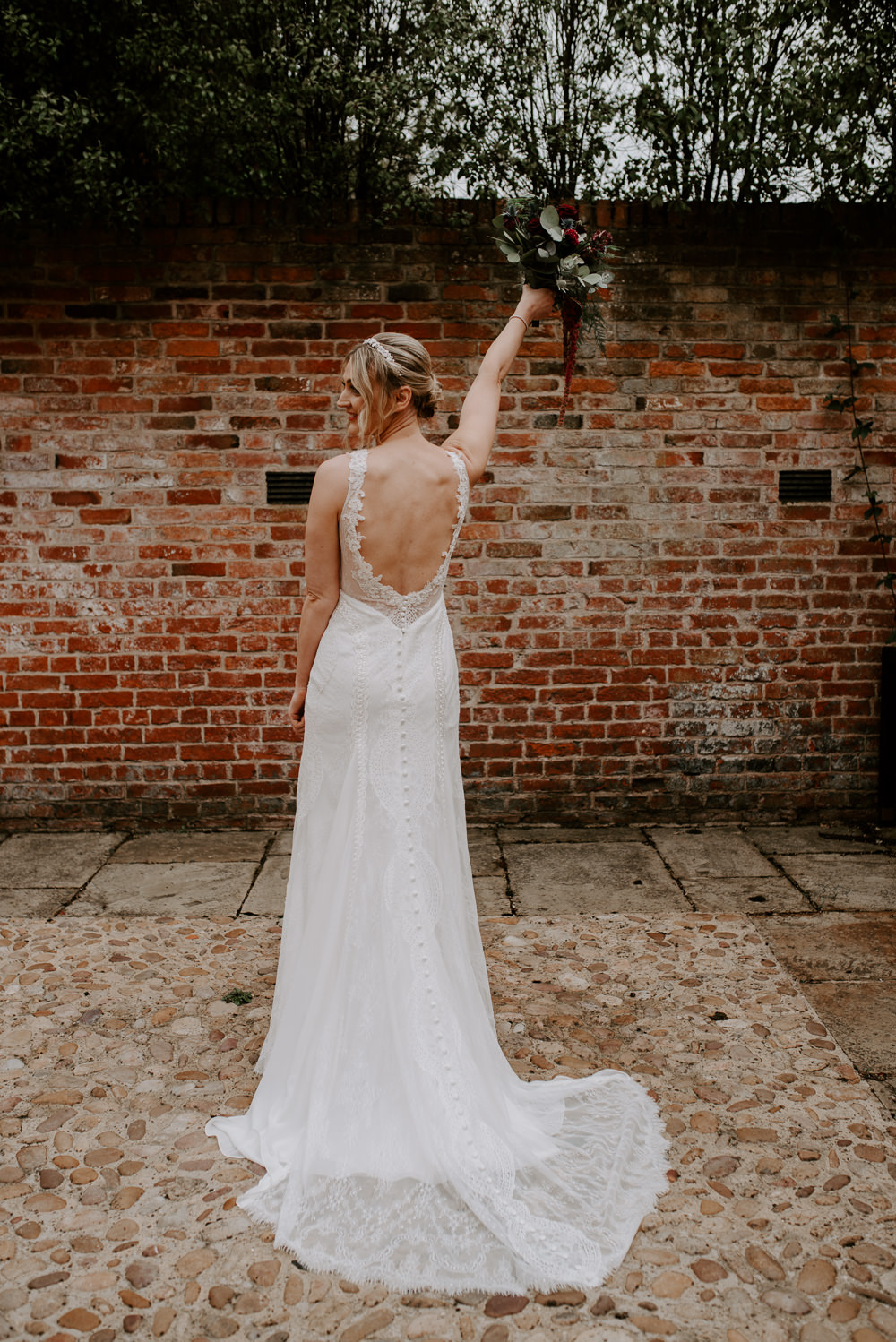 Dress Gown Bride Bridal Long Sleeve Low Back Hazel Gap Barn Wedding The Light Painters