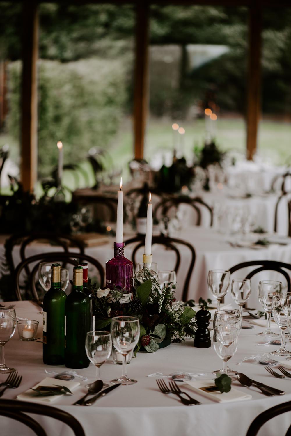 Centrepiece Table Decor Greenery Candles Hazel Gap Barn Wedding The Light Painters