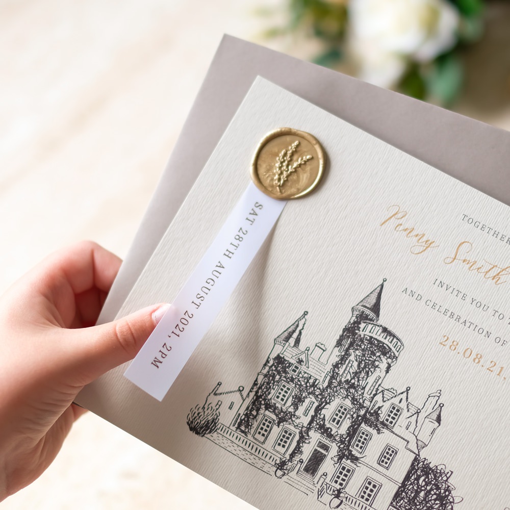 Splendid Swan Wedding Stationery Invite Invitation Illustrated Wax Seal