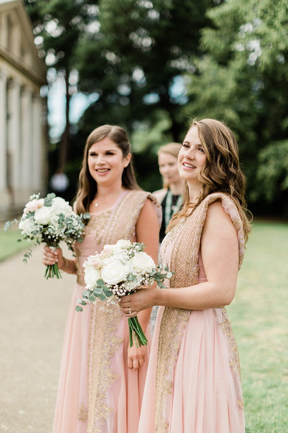 Bridesmaids Bridesmaid Sarees Pink Gold Irish Indian Wedding Jacob & Pauline Photography