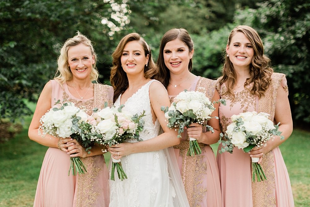 Bridesmaids Bridesmaid Sarees Pink Gold Irish Indian Wedding Jacob & Pauline Photography