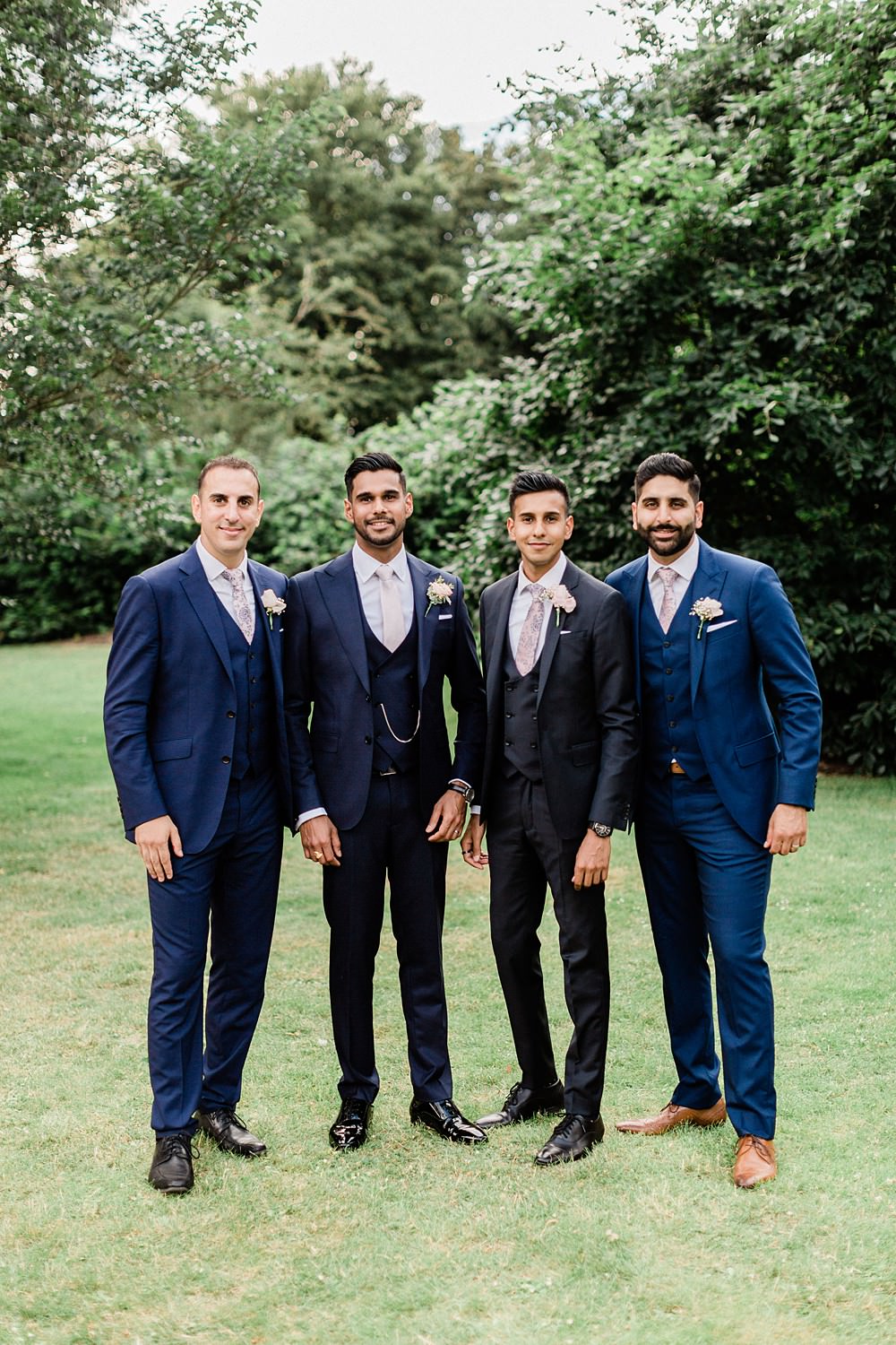 Groom Groomsmen Suits Navy Pink Tie Irish Indian Wedding Jacob & Pauline Photography