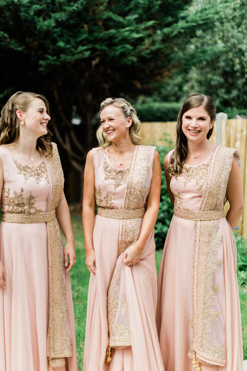 Bridesmaids Bridesmaid Sarees Pink Gold Irish Indian Wedding Jacob & Pauline Photography