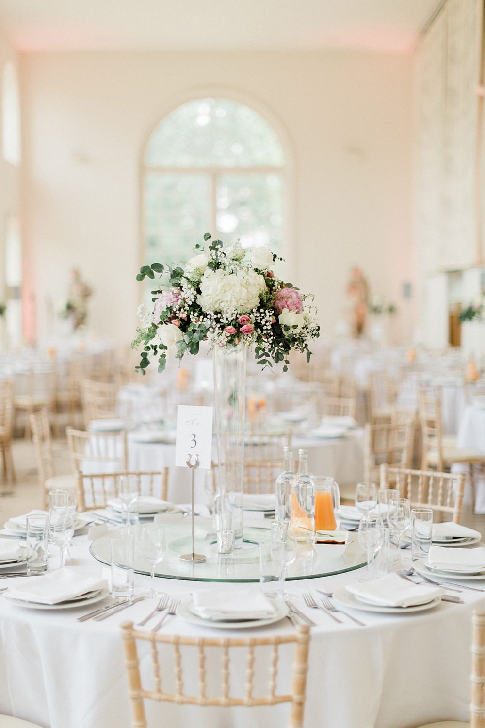 Centrepiece Flowers Pink Rose Mirror Table Irish Indian Wedding Jacob & Pauline Photography
