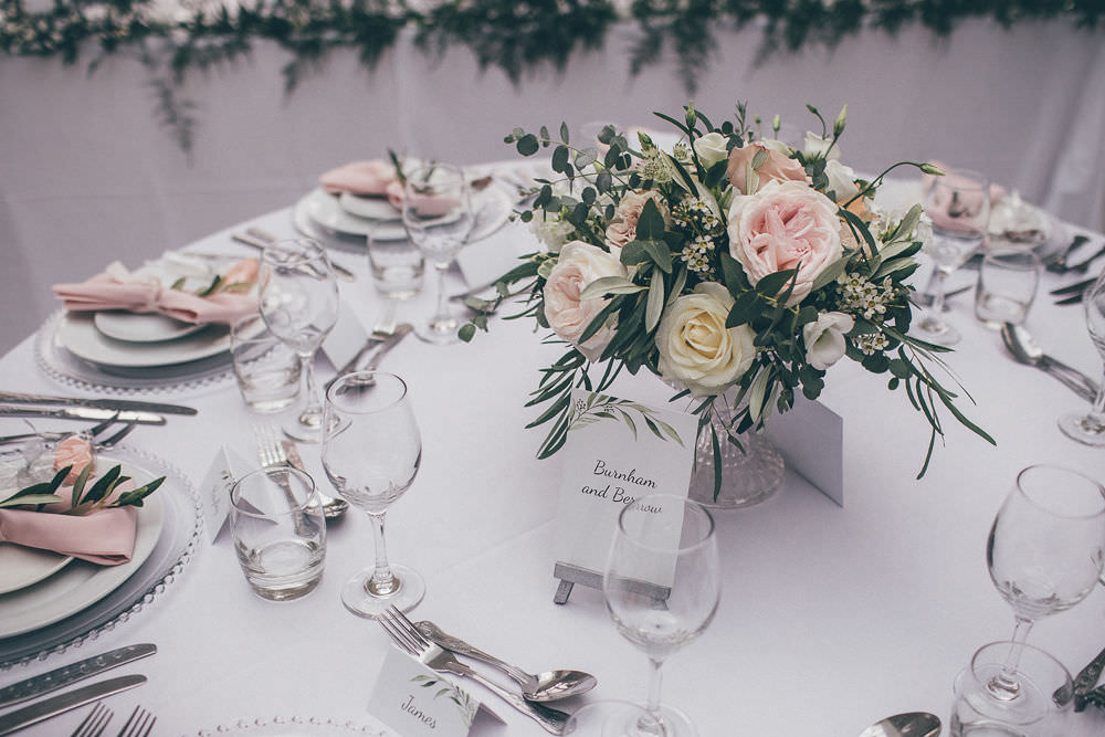 Table Flowers Centrepiece Lemore Manor Wedding Helen Jane Smiddy Photography