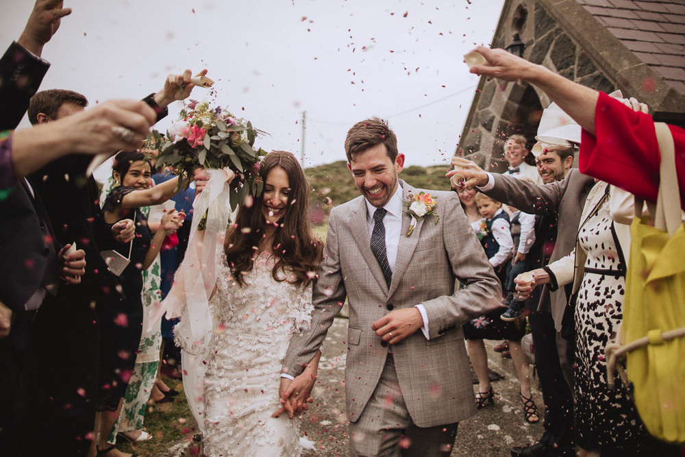 Confetti Throw Marquee Wedding Wales Fox & Bear Photography